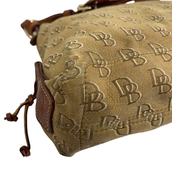 Y2K Dooney Bourke Logo Jacquard Canvas Hobo Shoulder Bag Leather Buckle Strap - Picture 8 of 16